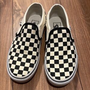 Vans Women's Checkered Slip-On Sneakers - Black and off White